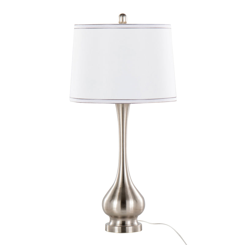 Cairo - Contemporary Table Lamp (Set of 2) - Nickel / White / Silver Trim