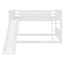 Full Over Full Bunk Bed With Ladder With Slide - White