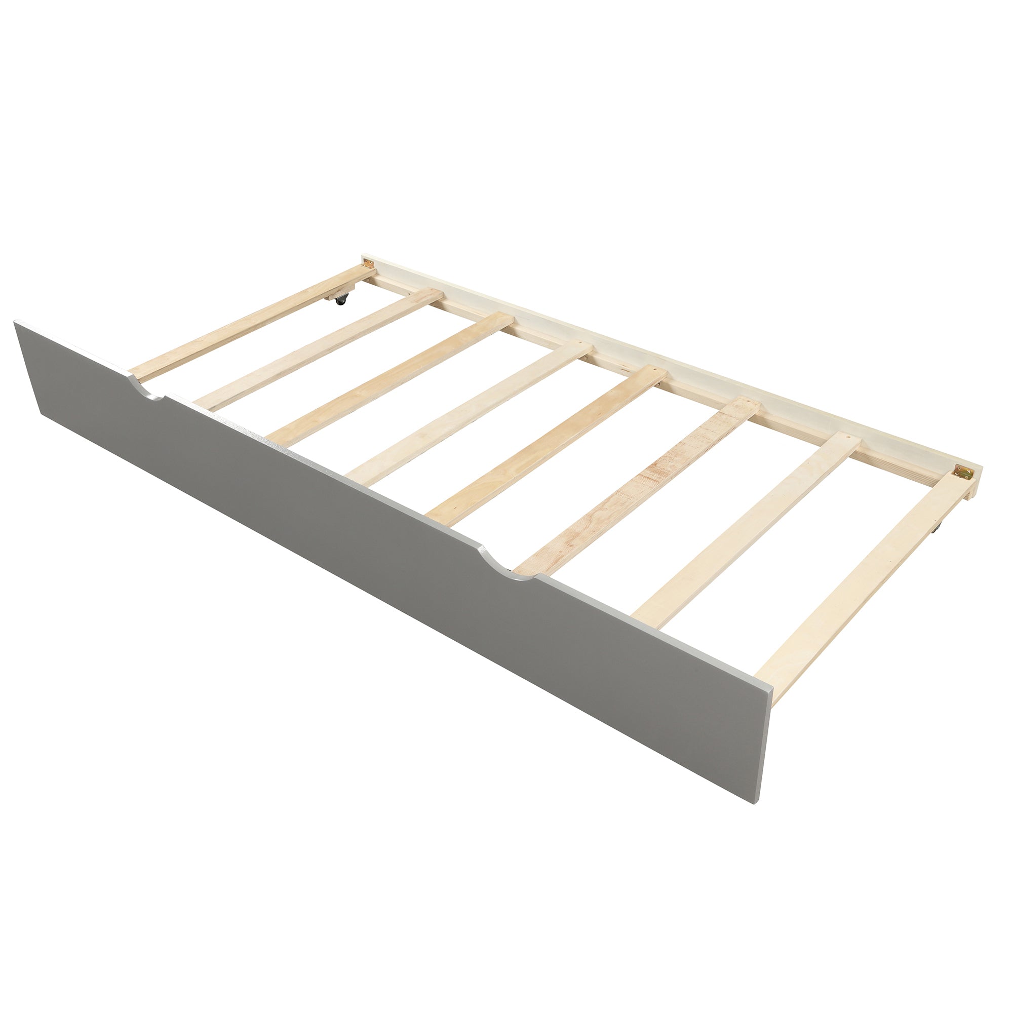 Platform Bed with Twin Size Trundle, Twin Size Frame, Gray - Atlantic Fine Furniture Melbourne FL