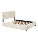 Upholstered Platform Bed With Trundle & Drawers