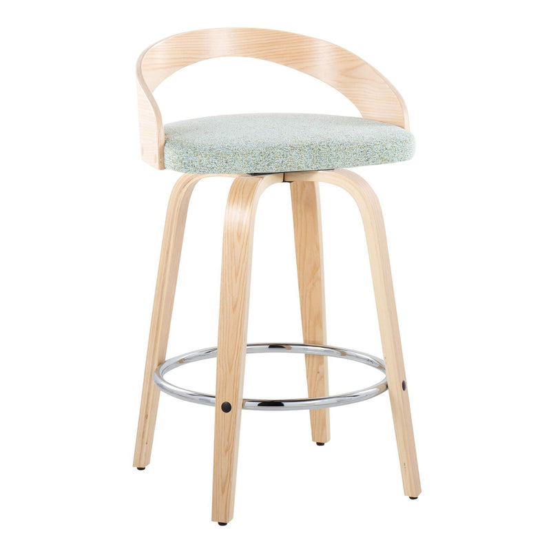 Grotto - Contemporary Fixed Height Counter Stool With Swivel With Round Footrest (Set of 2)