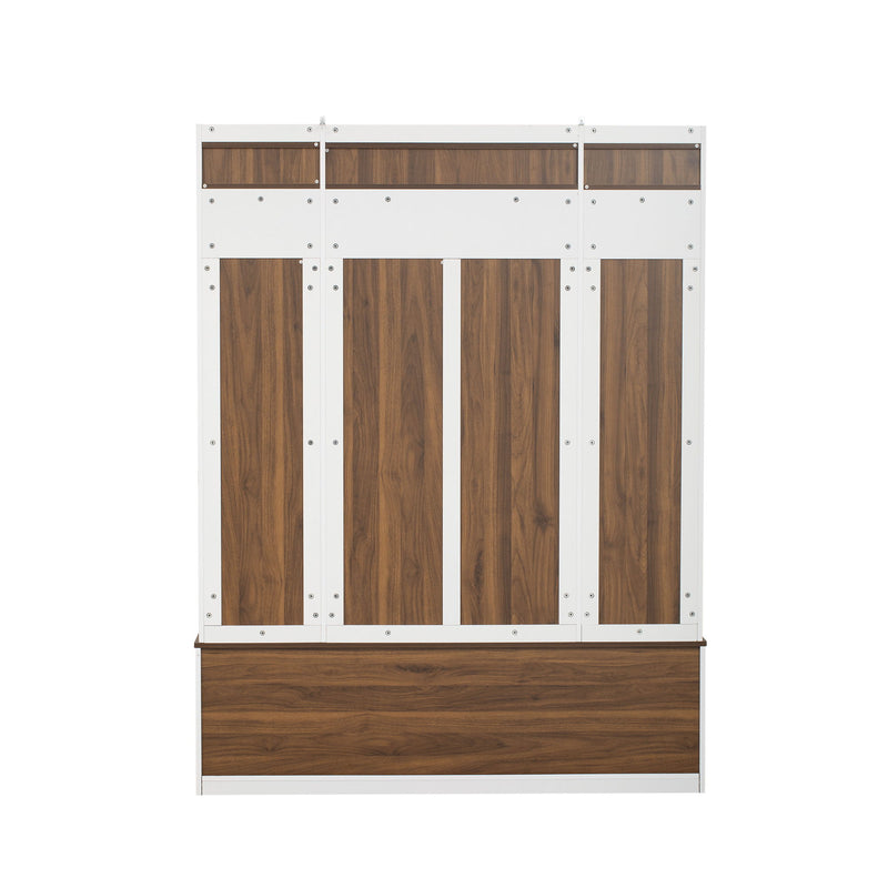 5 In 1 Entryway Bench With Coat Rack, 7 Sturdy Hooks, 2 Spacious Drawers And Adjustable Shelves
