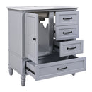 30" Bathroom Vanity With Sink, Bathroom Cabinet With A Door, 3 Drawers Legs, Adiustable Foot Pads - Gray