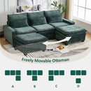 Modern Comfy Chenille L Shaped Sectional Sofa With Movable Ottoman