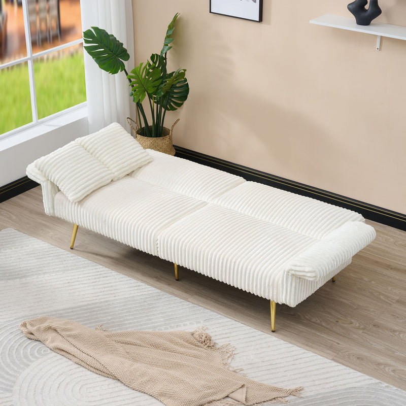 Luxury Corduroy Foldable Double Sofa Bed With Folding Armrests