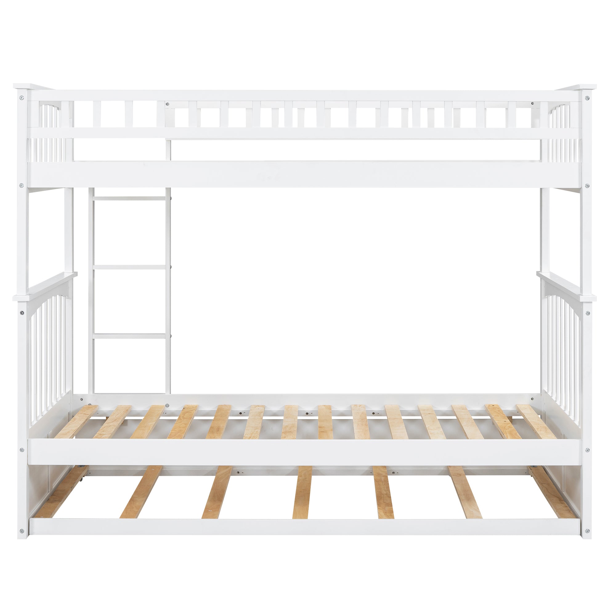 Twin over Twin Bunk Bed with Twin Size Trundle, Convertible Beds, White - Atlantic Fine Furniture Melbourne FL