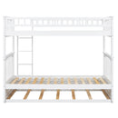 Twin over Twin Bunk Bed with Twin Size Trundle, Convertible Beds, White
