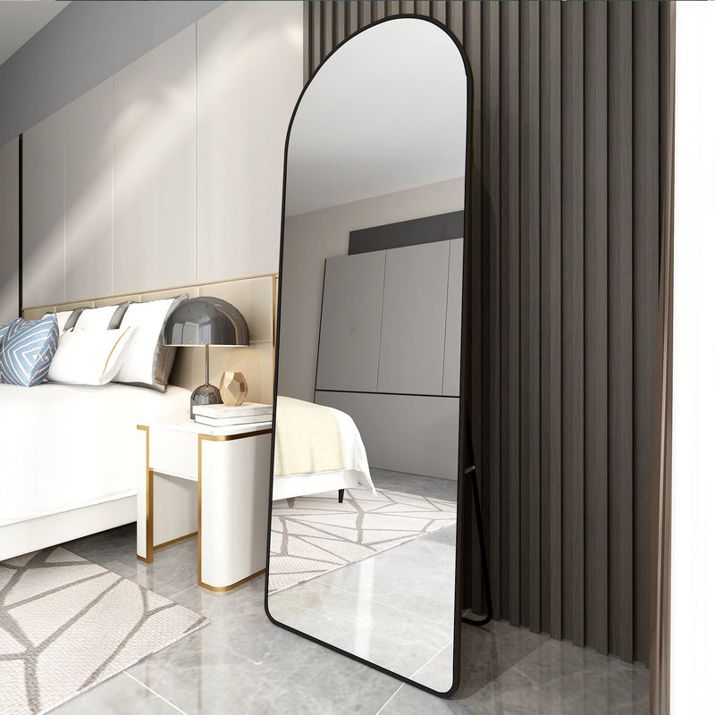 Modern Aluminum Alloy Metal Frame Arched Floor Mirror