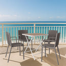 4 Modern Stackable Plastic Armchair Matched With Folding Square Table