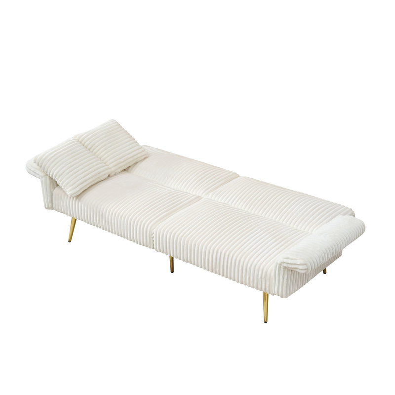 Luxury Corduroy Foldable Double Sofa Bed With Folding Armrests