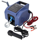 Reversible 12V Electric Trailer Winch For Boats Up To 6000 Lbs With Synthetic Rope And Extra Pulley Hook - Blue