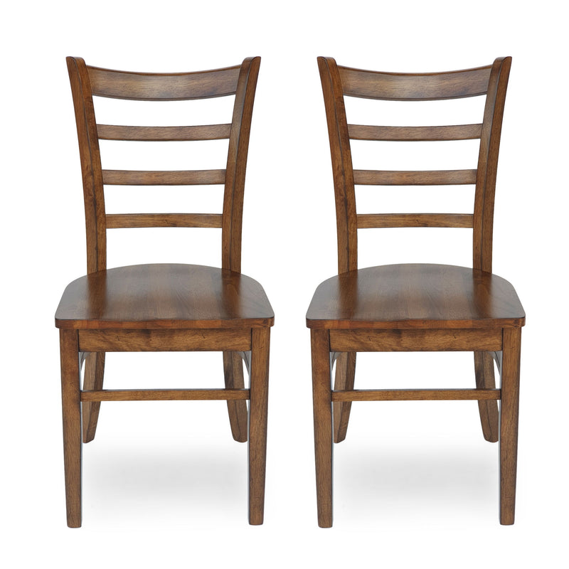 Farmhouse Style Dining Chair Set With Traditional Ladder Back Design