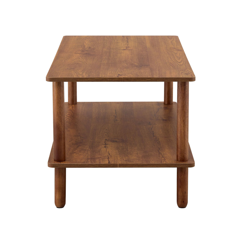 Modern 2 Tier Coffee Table With Open Storage Shelf For Living Room