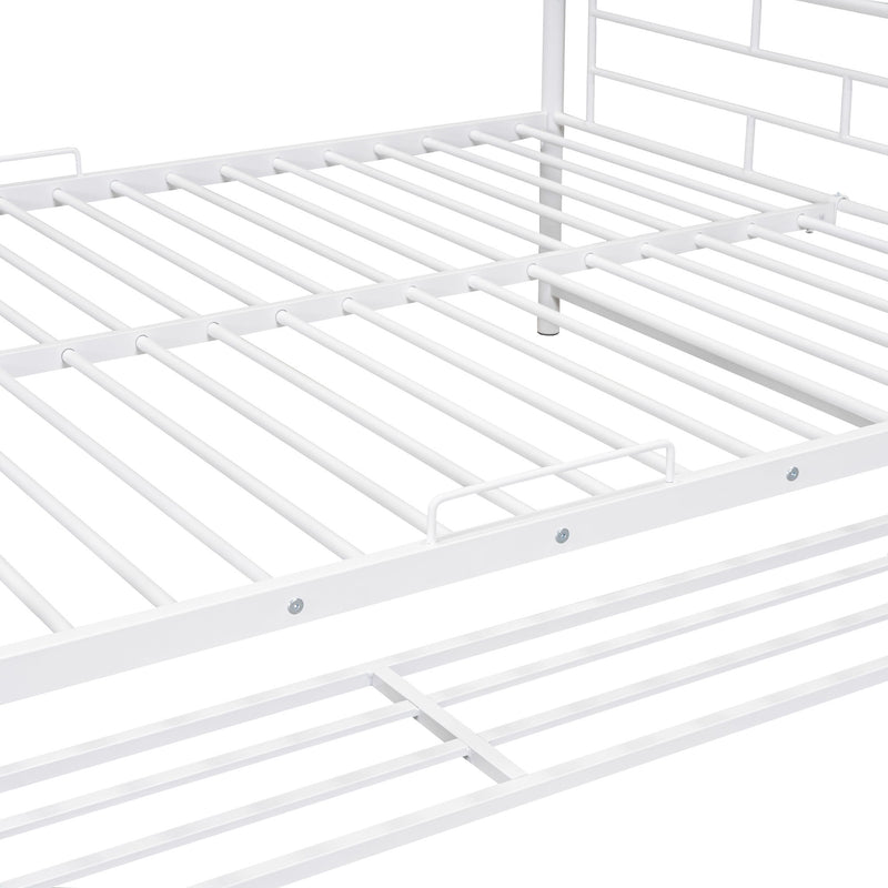 Metal Bunk Bed With Shelf And Guardrails