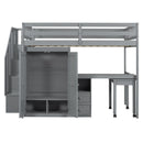 Loft Bed With Stairs, Bookshelf, Drawers, Desk & Wardrobe, Space Saving Multifunctional Furniture