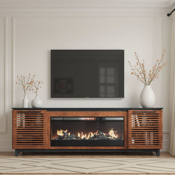 Graceland - Fireplace TV Stand Console For TVs Up To 100" - Black, Bourbon