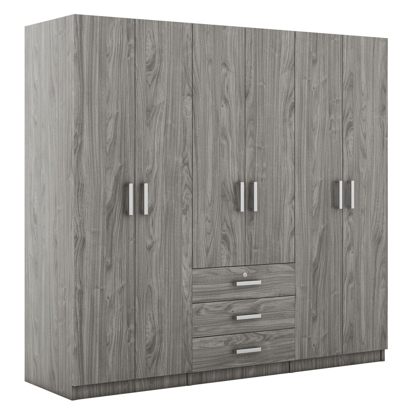 6 Doors Wooden Wardrobe Storage For Bedroom With Big Drawers