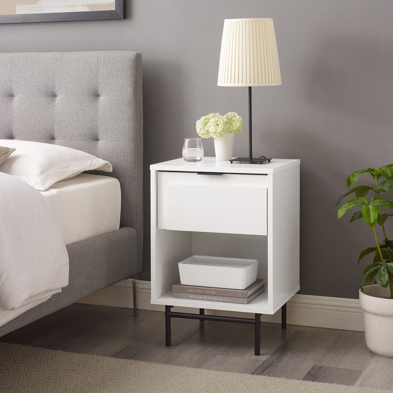 Modern 1 Drawer Nightstand - Solid White