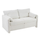 Modern Loveseat Sofa 2 Seater Plush Chenille Fabric Couch With High Density Foam Cushions - Ivory White
