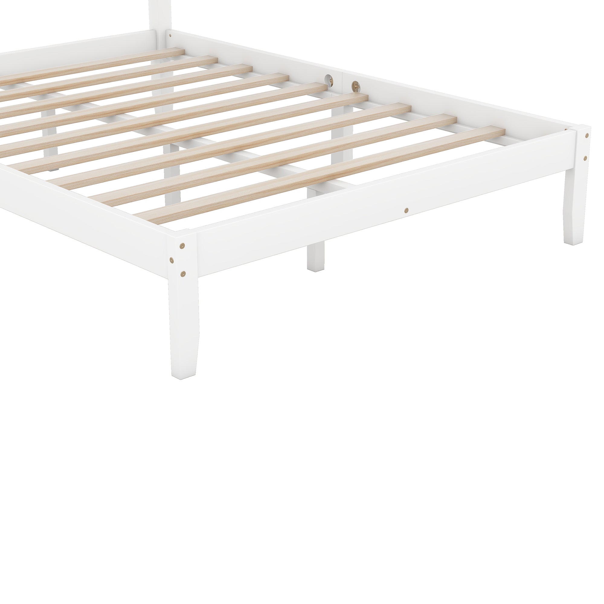 Full Size Wood Platform Bed with Crown Shaped Headboard, White - Atlantic Fine Furniture Melbourne FL
