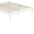Full Size Wood Platform Bed with Crown Shaped Headboard, White