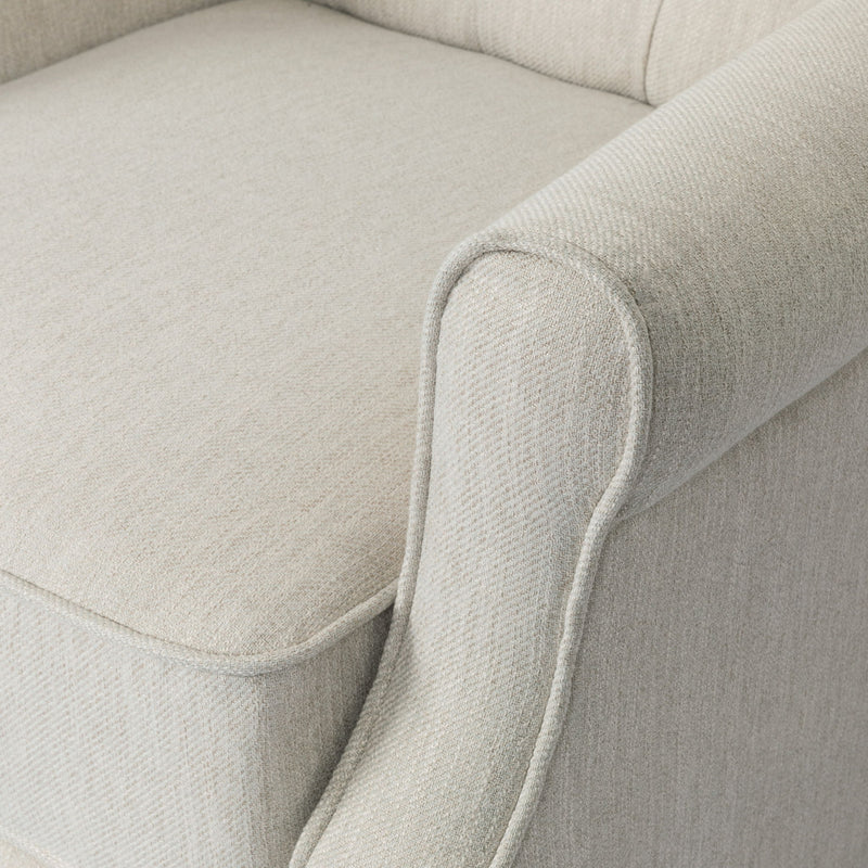 Contemporary Tufted Fabric Push Back Recliner - Beige
