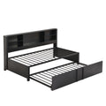 Industrial Metal Daybed With Trundle, Storage Shelves, USB Ports