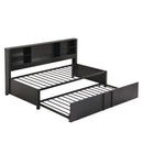 Industrial Metal Daybed With Trundle, Storage Shelves, USB Ports
