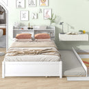 Full Bed with Trundle,Bookcase,White