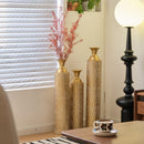 Metal Decorative Vases High Distress Metal Center Vases With Growing Vine Patterns, (Set of 3) Vases For Home Decoration - Gold