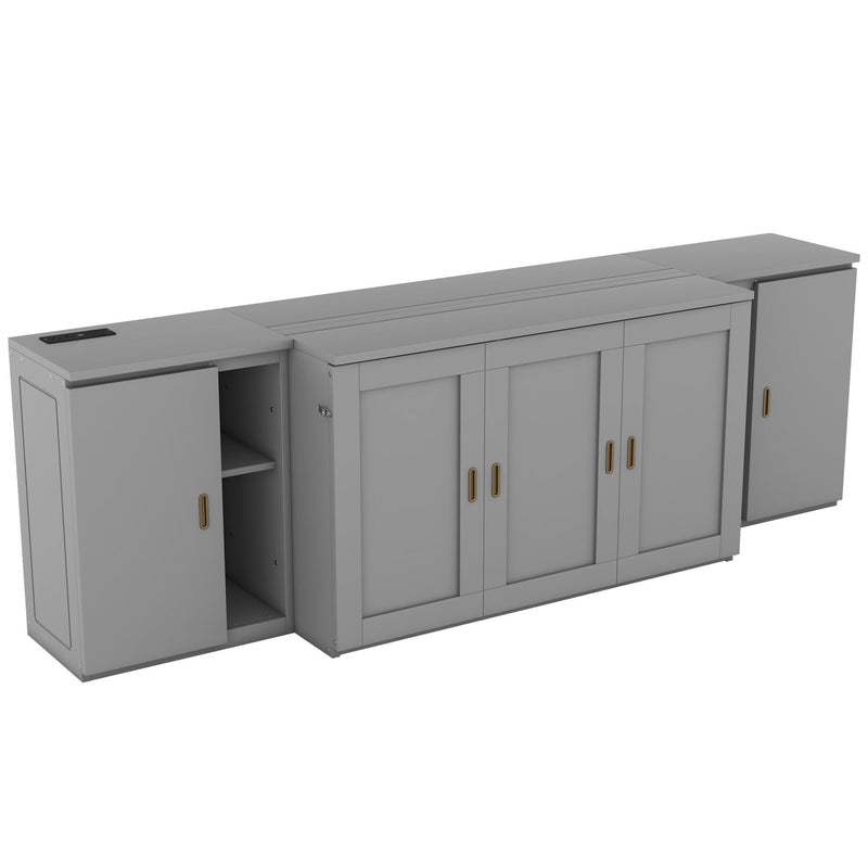 Murphy Bed With Shelves, Cabinets And USB Ports