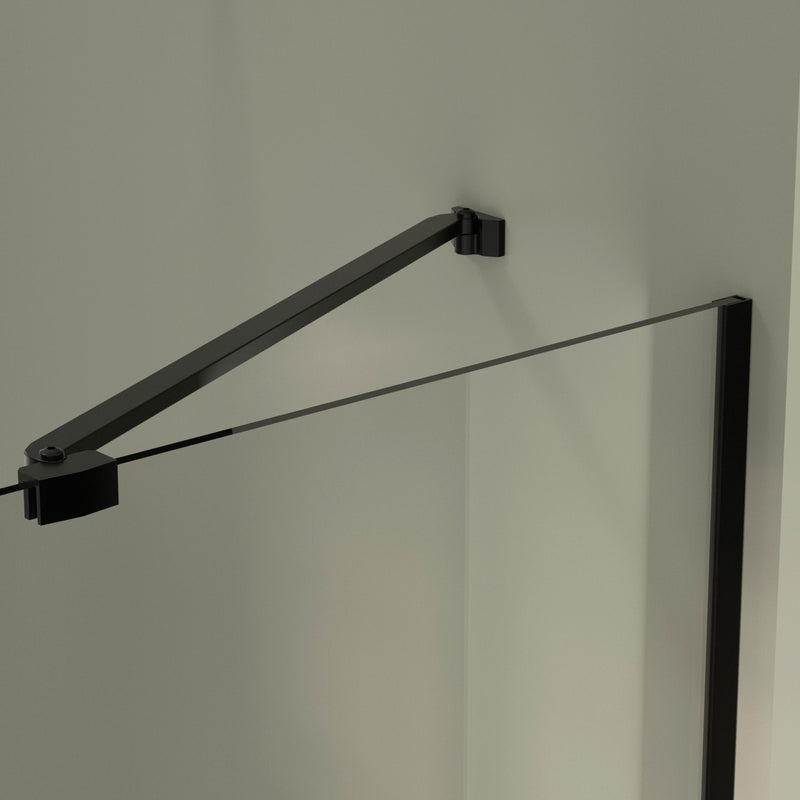 Semi-Frameless Double Hinges Shower Door In Matte , Tempered Glass, Reversible Installation - Black