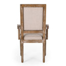 French Country Style Upholstered Dining Chair With Square Backrest