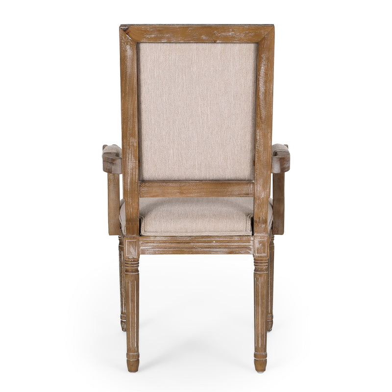 French Country Style Upholstered Dining Chair With Square Backrest