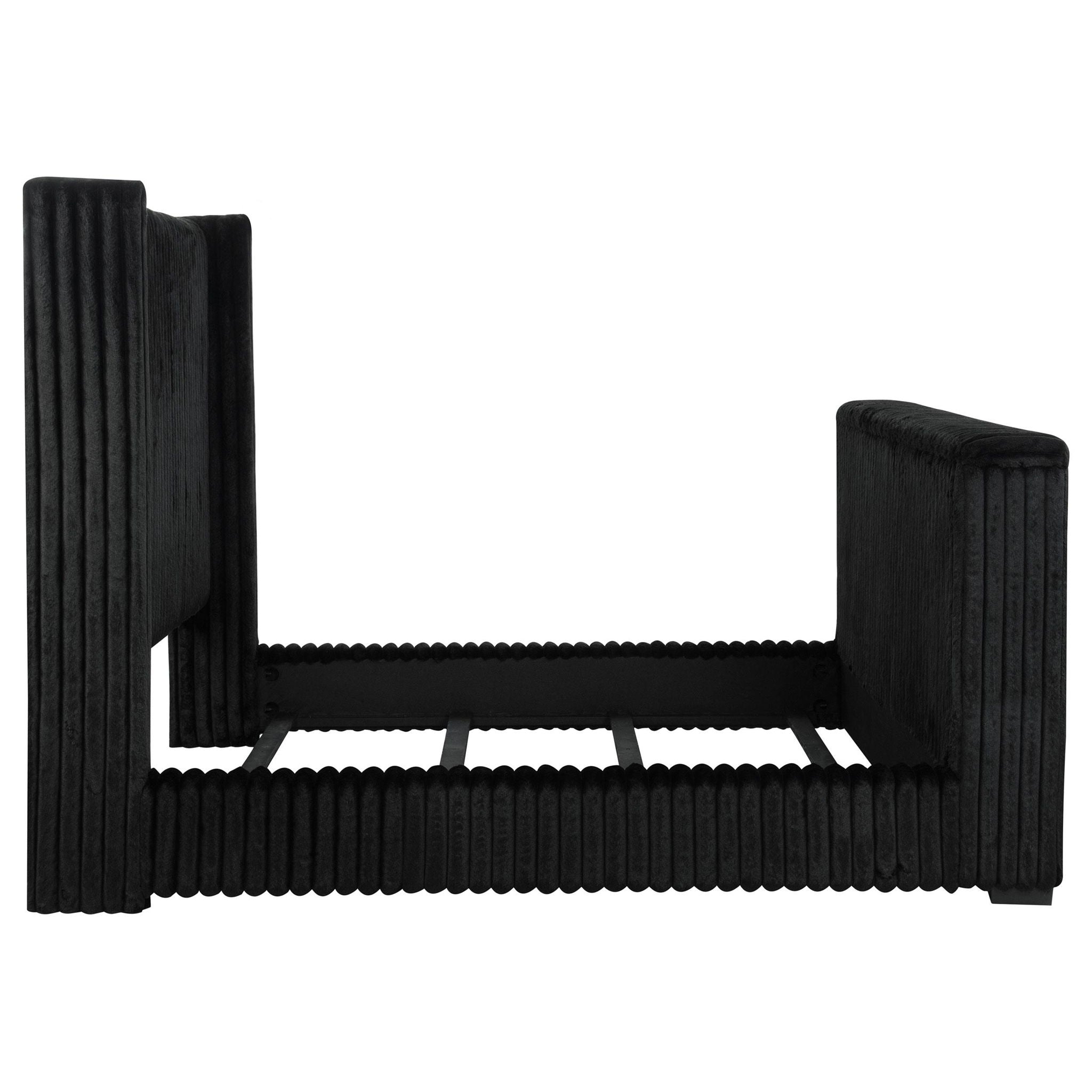 Centergrove Upholstered California King Wingback TV Bed Black