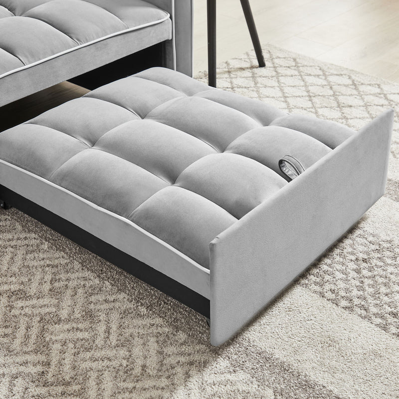 Modern Velvet 3 In 1 Sofa Bed Chair, Adjustable Recliner