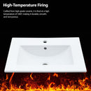 Console Sink With Legs, 24" X 18", Durable Porcela With Frame - White / Black