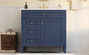 Bathroom Vanity With Top Sink, Modern Bathroom Storage Cabinet, 2 Drawers And A Tip-Out Drawer, Single Sink Bathroom Vanity - Blue