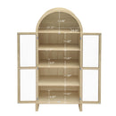 Tall Arched Kitchen Pantry, Modern Farmhouse Wood Kitchen Storage Cabinets, Arched Storage Display Cabinet With Adjustable Shelves, Versatile Cupboard For Kitchen, Dining Room - Natural