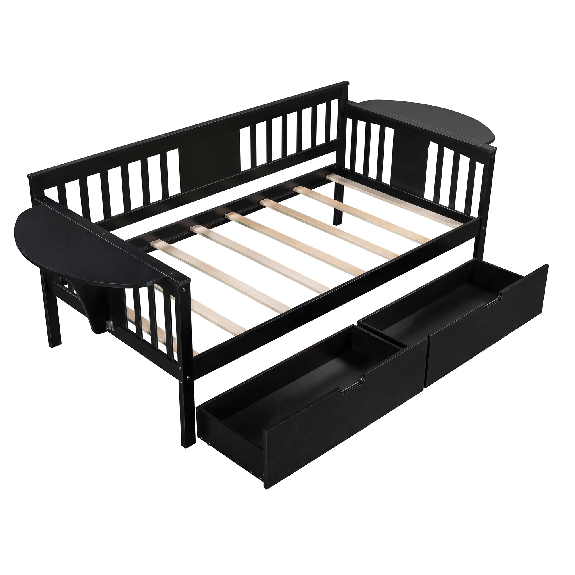 Twin size Daybed with Two Drawers, Wood Slat Support, Espresso - Atlantic Fine Furniture Melbourne FL