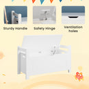 Toy Box Chest, Storage Trunk With Flip Top Lid And Safety Hinge - White