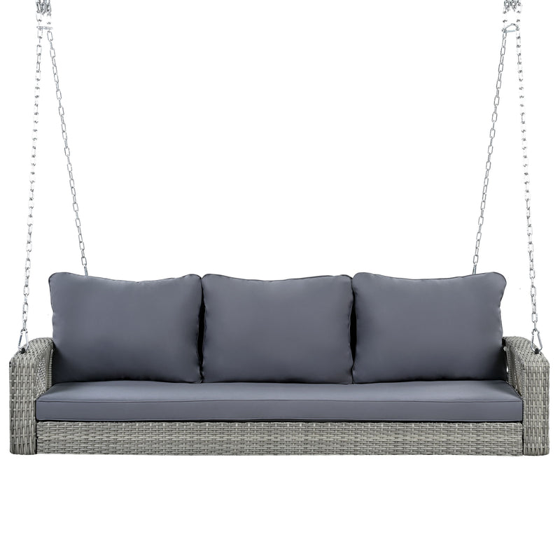 3 Person Large Patio Swing Bench With Cushions For Backyard