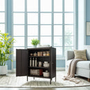 Kitchen Buffet Server Table Accent Sideboard Cupboard Server Buffet Console Table With Doors Cabinet - Black