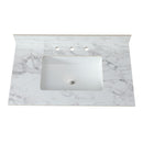 Elegant Sintered Stone Bathroom Vanity Top With Rectangular Undermount Ceramic Sink