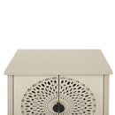 Hollow Carved 2 Door Accent Cabinet Sideboard Buffet Storage Cabinet With Adjustable Shelf For Entryway Living Room Bedroom - Natural