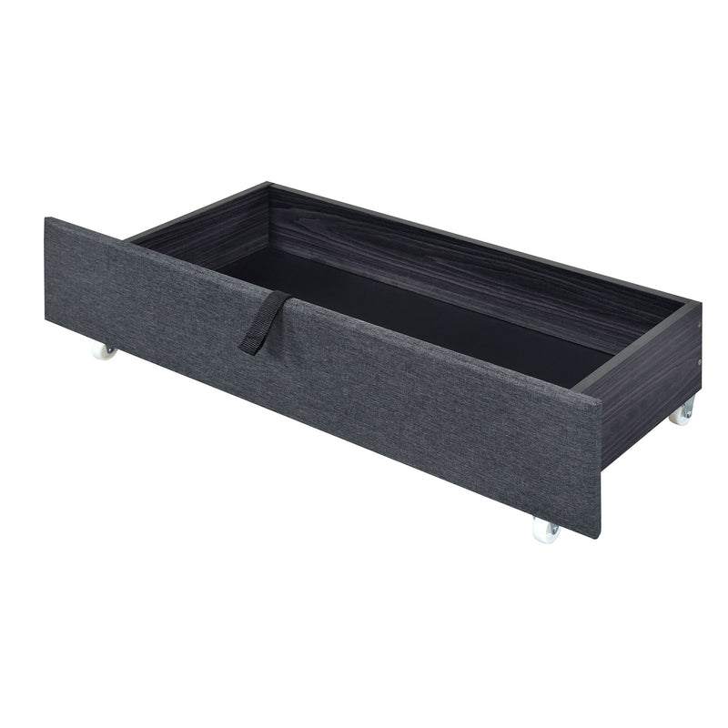 Upholstered Platform Bed With LED Frame, With Trundle And 2 Drawers