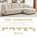 Modern Minimalist Corduroy Combination Sofa With 2 Comfort Cushions With USB & C Charging Ports