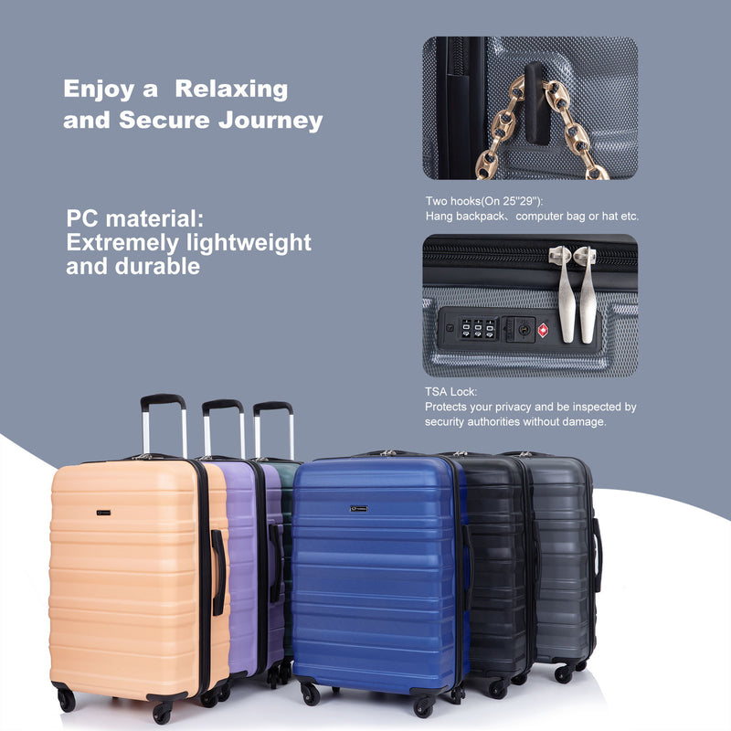 Expandable 3 Piece Luggage Sets Lightweight & Durable Suitcase, Spinner Wheels, Tsa Lock