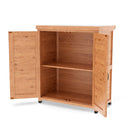 Rustic Cedar Potting Bench With Storage Cabinet And Metal Table Top For Outdoor Patio - Light Brown