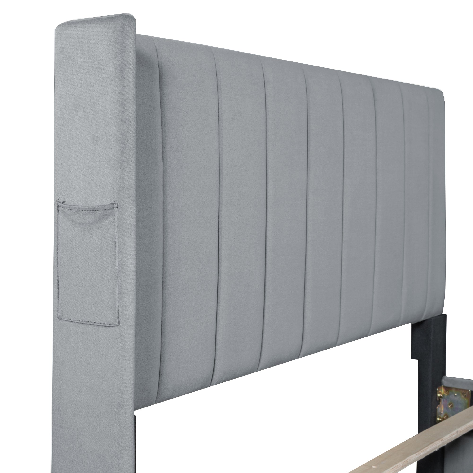 Full Size Upholstered Bed with 4 Drawers, Gray - Atlantic Fine Furniture Melbourne FL